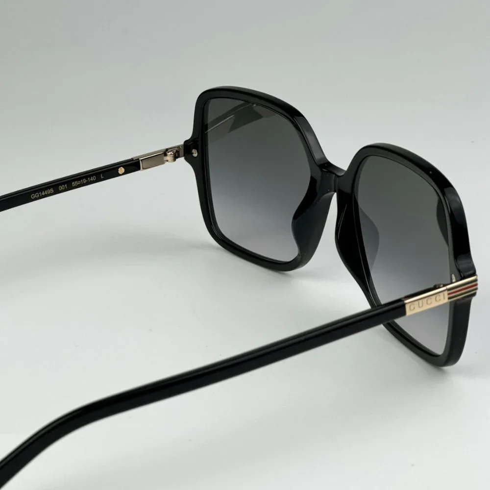 Gucci GG1449S 001 BRAND NEW Sunglasses Black Grey Women Square GG 1449S - Picture 10 of 11